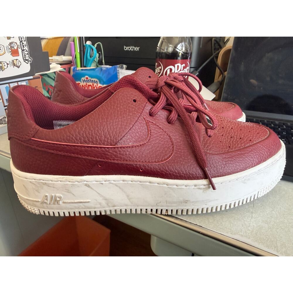 Nike Air Force 1 NBY Sage Leather Low Team Red Womens Shoes AR5339-602 Size 10